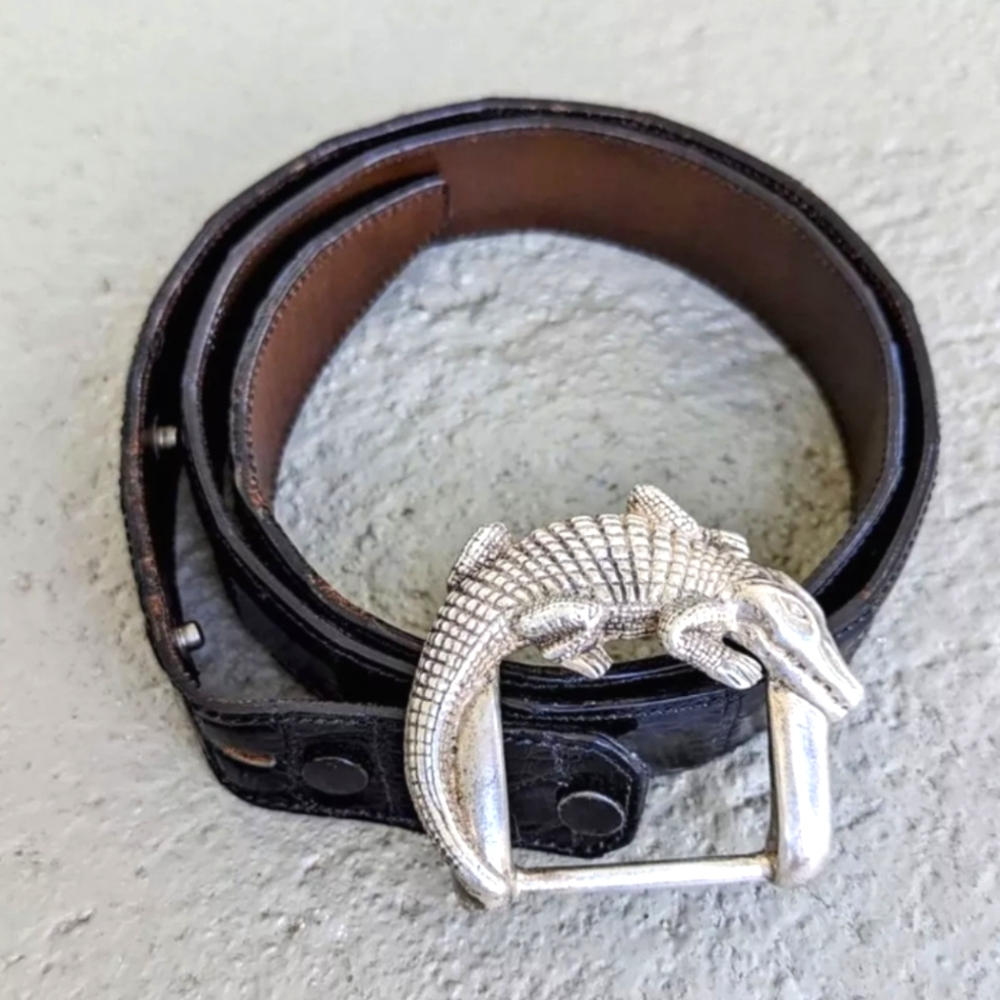 VINTAGE ALLIGATOR BELT WITH ALLIGATOR REMOVABLE BUCKLE